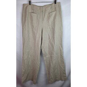 Cato Women's Pants Plus Size 16W Khaki Beige Linen Blend Wide Leg Casual Pants